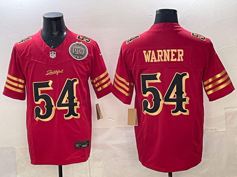 Men 2025 Nike San Francisco 49ers #54 Warner Red gold 5th generation Limited NFL Jersey 0063->san francisco 49ers->NFL Jersey